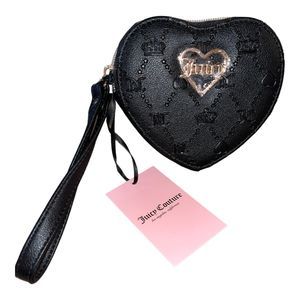 NWT Juicy Couture Glam Heart Zip Wristlet - Black